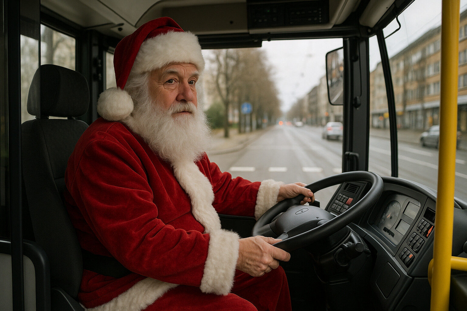 Der Nikolaus als Busfahrer | Abbildung KI-generiert